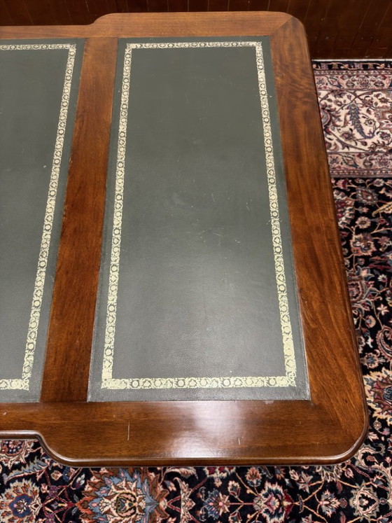 Scrivania da Partner Vintage Inglese Classica – Scrivanie, Leather, Wood (photo 18 of 20)