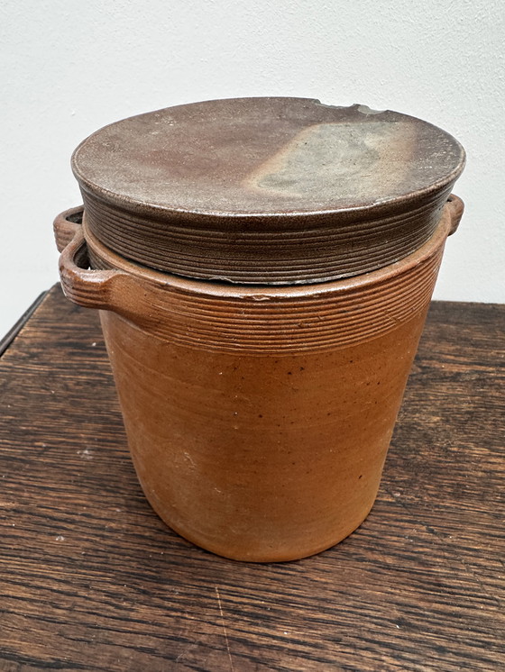 Image 1 of Antica pentola in gres - H 17 cm - arredamento vintage