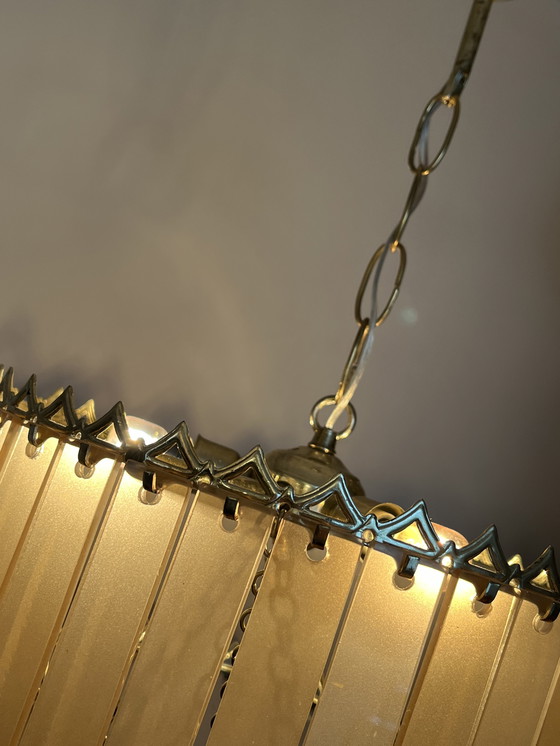 Image 1 of Vintage 60’s Glazen Panelen Platen Hanglamp Kristal