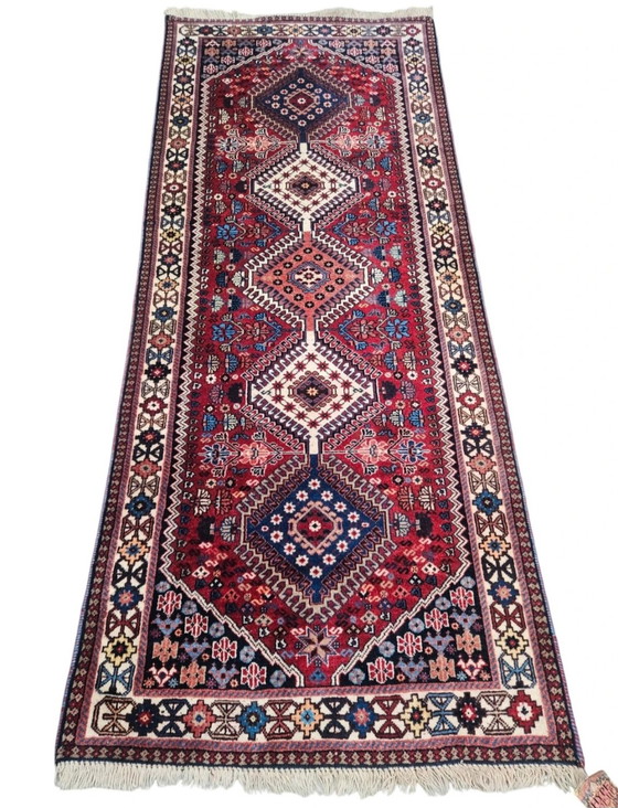 Image 1 of Hand-knotted Persian wool Yalameh rug runner Mint 81x193cm