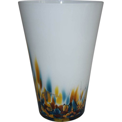 Vase vintage en verre d'art par Jozefina Krosno, Pologne 1980