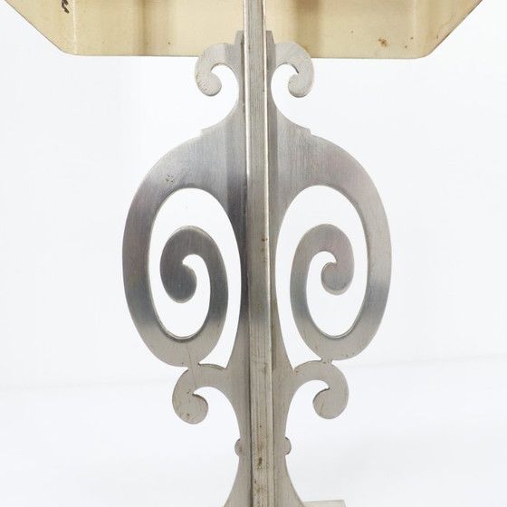 Image 1 of Neoklassieke tafellamp in geborsteld metaal, in de stijl van Maison Charles, circa 1970