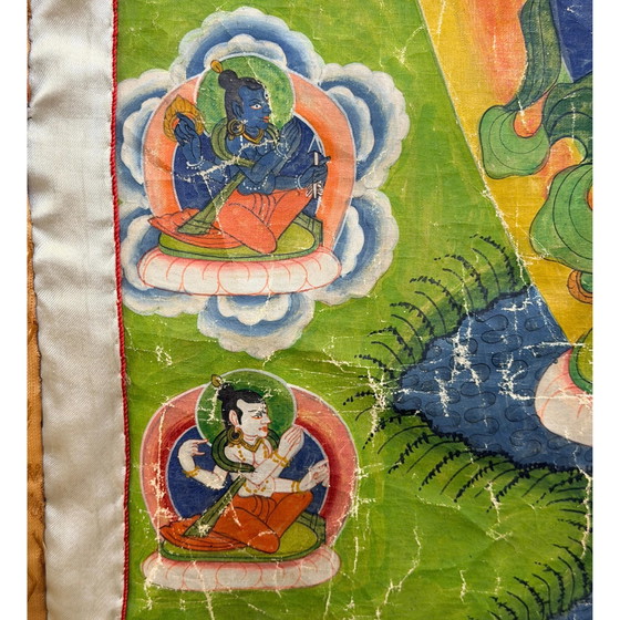 Monumentale Paubha Newar népalaise du XIXe siècle de Rakta Tara – Tara Rouge du Vœu et de la Prospérité – (photo 8 of 11)