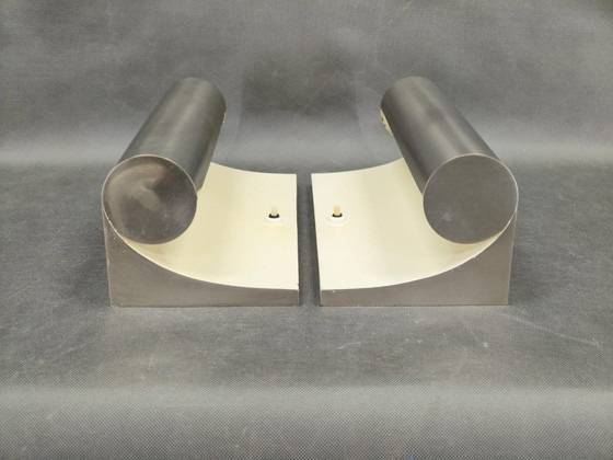 Image 1 of Seltene Bauhaus-Wandleuchten aus Nickel, Tschechoslowakei, 1930er Jahre