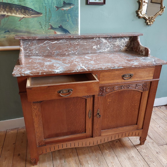 Image 1 of Antique French sideboard with marble top