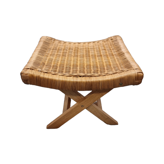 Image 1 of Klappbarer Rattan-Hocker von Tcm, 1990er Jahre