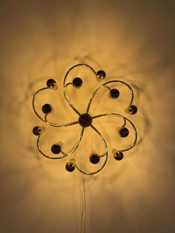 Image 1 of Vintage messing wad/plafondlamp, Scolari voor Helestra ‘70