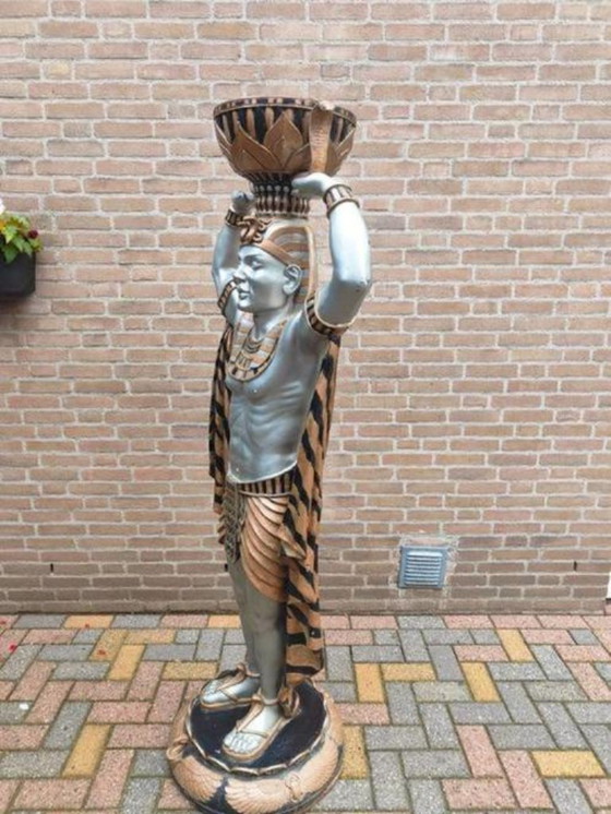 Image 1 of statua di faraone a grandezza naturale egiziana Porta piante - Egitto