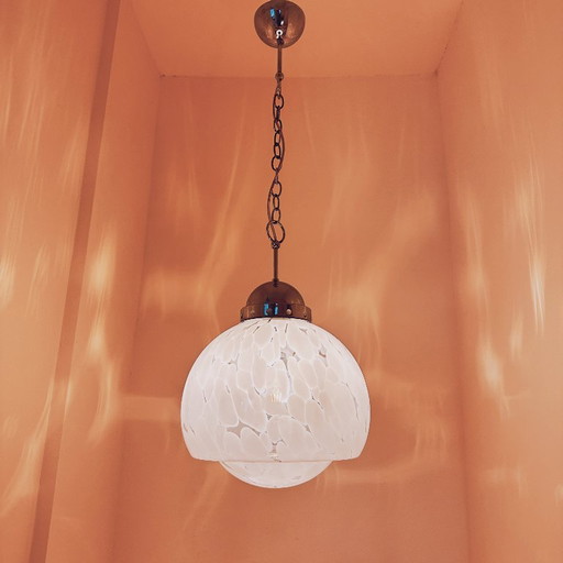 Carlo Nason per Mazzega, anni '70, vetro di Murano bianco e trasparente, cromato - 1970