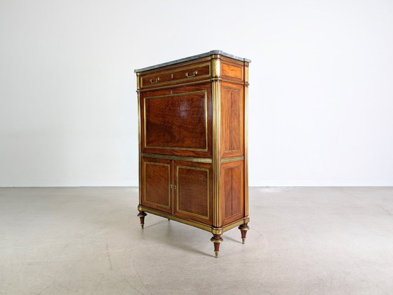 Image 1 of Original Louis XVI chest of drawers/secretary, mahogany, brass
