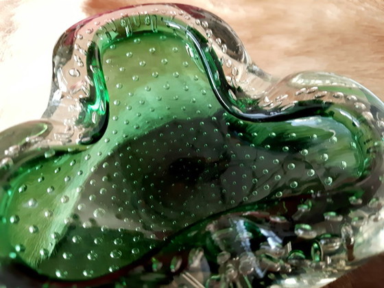 Image 1 of bol/cendrier en verre de Murano vintage – bullicante – dans le style de Flavio Poli