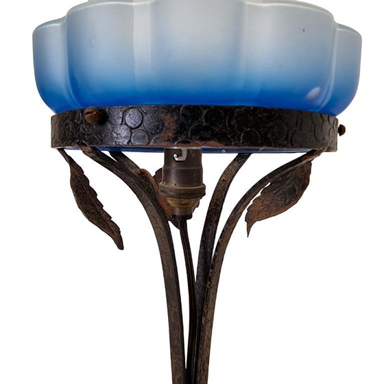 Image 1 of Lampada francese Art Déco con paralume blu