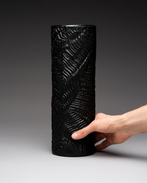 Image 1 of Rosenthal Vase Duo Martin Freyer Black & White Matte Porcelain Germany 1970s