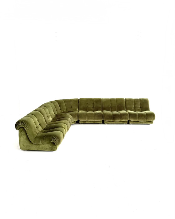 Divano modulare vintage con elementi in velluto, Italia anni '80 – Divani modulari, Wood, Textile (photo 15 of 15)