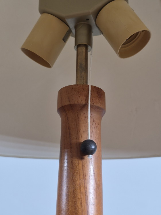 Danish Vintage Mid Century Teak Table Lamp Scandi – Brass, Wood (photo 11 of 15)
