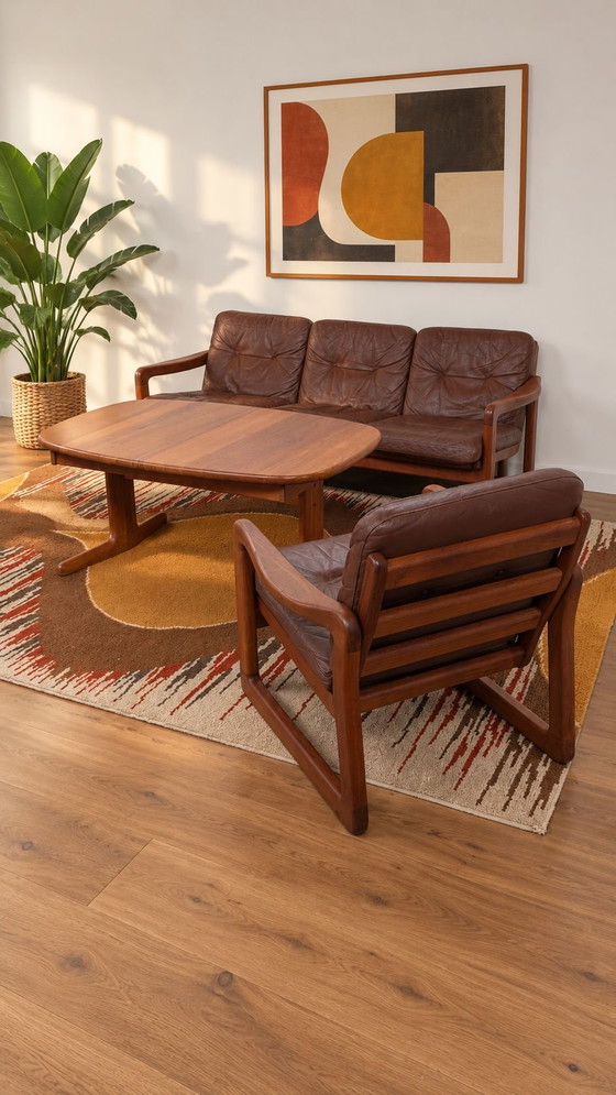 Seating area EMC FURNITURE vintage Scandinavian design – Leather, Wood (photo 3 of 10)