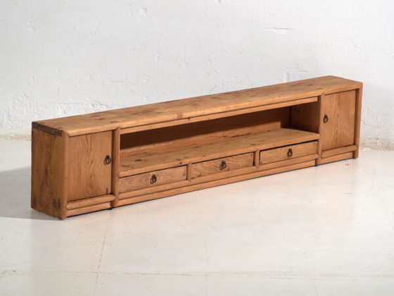 Antique solid wood low cabinet – Gansu Chinese low console with drawers – circa 1880–1920 (photo 6 of 40)