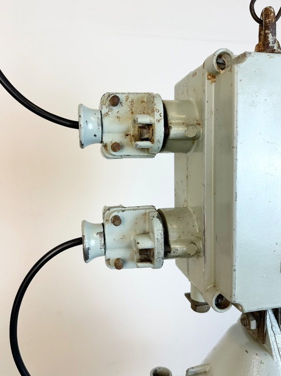 Image 1 of Grey Cast Aluminium Explosion Proof Lamp with Enameled Shade, 1970s