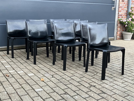 Image 1 of 10x Chaise de cabine Cassina Mario Bellini Harnais en cuir noir