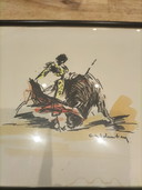 2 Lithografien von Stierkämpfen unter Glas