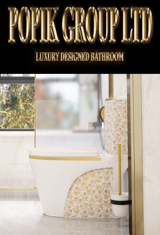 Image 1 of White LLuxury toilet with gold ornaments 
