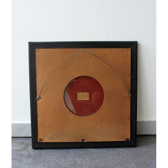 Image 1 of Square vintage mirror in gilded brass and glazed ceramic, 1970