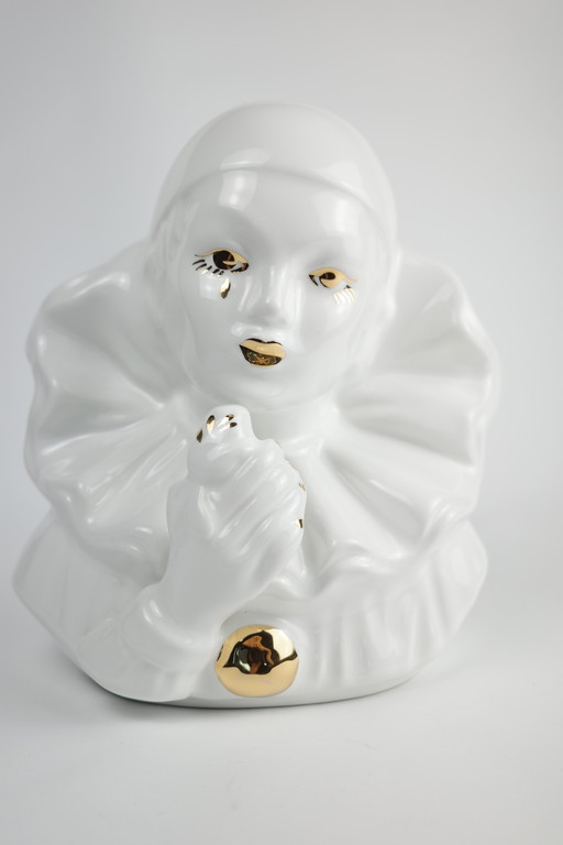 Pierrot Clown Beeldje Van Vintage Pierrot Decor Met Gouden Accenten