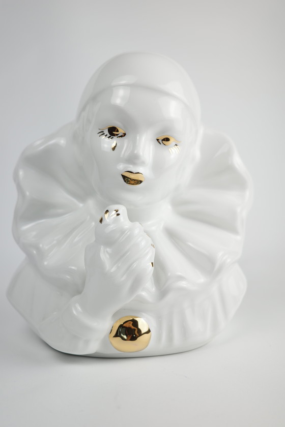 Image 1 of Pierrot Clown Beeldje Van Vintage Pierrot Decor Met Gouden Accenten