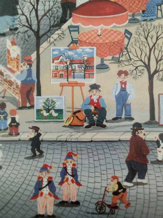 Litografia incorniciata Montmartre - Bin Kashiwa (, Arte, Vetro, Carta, Marrone (foto 5 di 10)