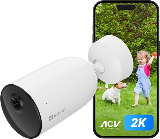 EZVIZ CB3 2K Caméra Surveillance WiFi Extérieure sans Fil avec Batteries Rechargeable, AOV, Détection de Forme Humain/Véhicule, 