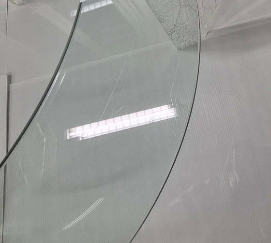 Image 1 of Vintage 1980s Round Coffee Table in Textured Plexiglas & Glass by Jeannot Cerutti