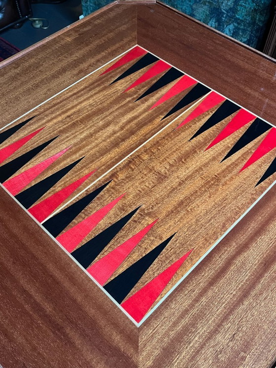 Image 1 of Tavolo multigioco intarsiato italiano di metà secolo in noce e mogano, c. 1960