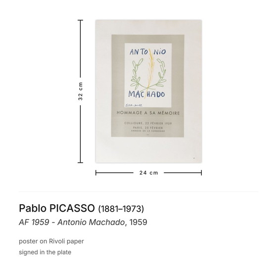 Image 1 of Pablo PICASSO AF - Antonio Machado-poster 1959