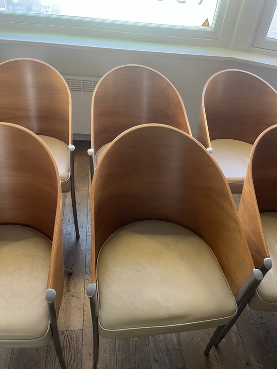 8x Aleph Starck King Costes – Philippe Starck, Sedie da pranzo, Leather, Wood (photo 2 of 9)