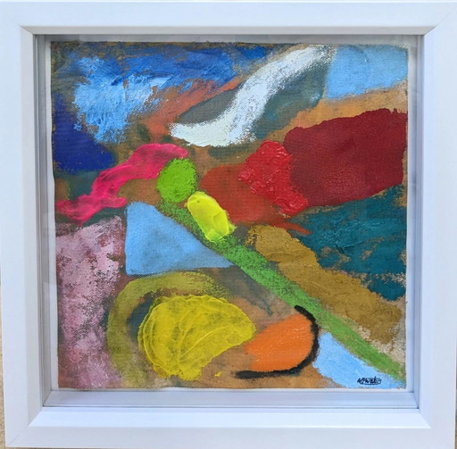 Abstract Seascape Original Oil on Canvas Square Nigel Waters Signed Art Framed