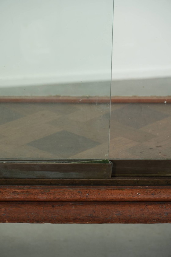 Image 1 of Large antique 19th-century English oak display cabinet/shop cabinet with multiple glass levels