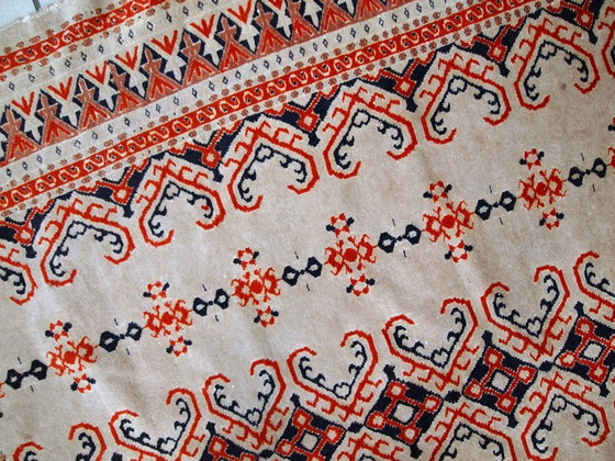 Image 1 of Handmade vintage Uzbek Bukhara rug 4.1' x 5.6' (127cm x 173cm) 1960s - 1C491