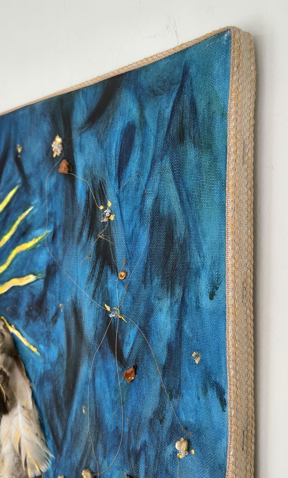 Image 1 of Archangel, handmade artwork with mixed media.