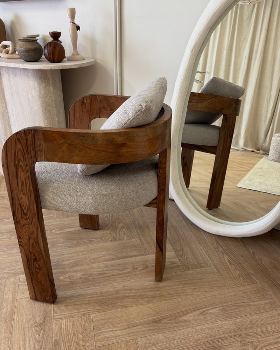INES notenhouten stoel 72x55x60cm – Fauteuils, Textile, Wood (photo 4 of 5)