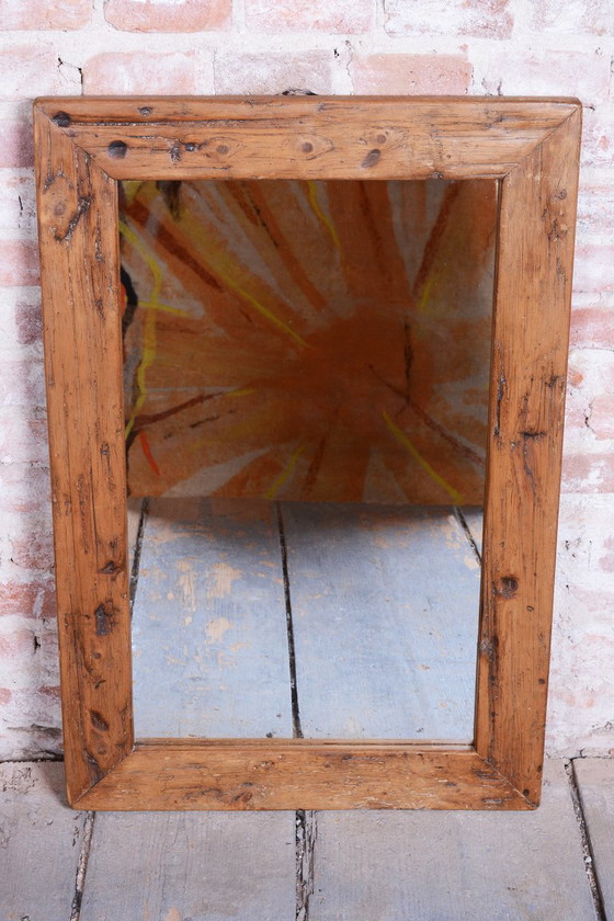 Specchio da parete Biedermeier restaurato, legno di pino, lucidatura ravvivata, ceco, anni '70 dell'Ottocento (photo 3 of 9)