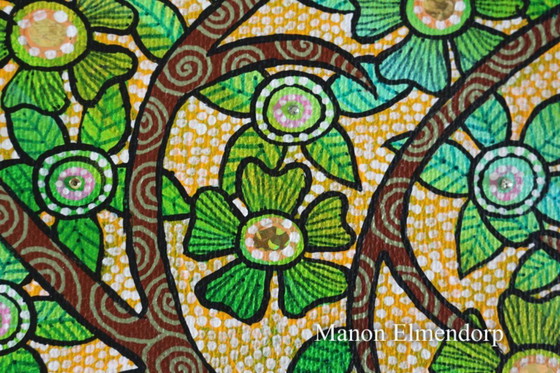 Image 1 of Tableau unique peint à la main représentant un raton laveur (24 x 18 cm)