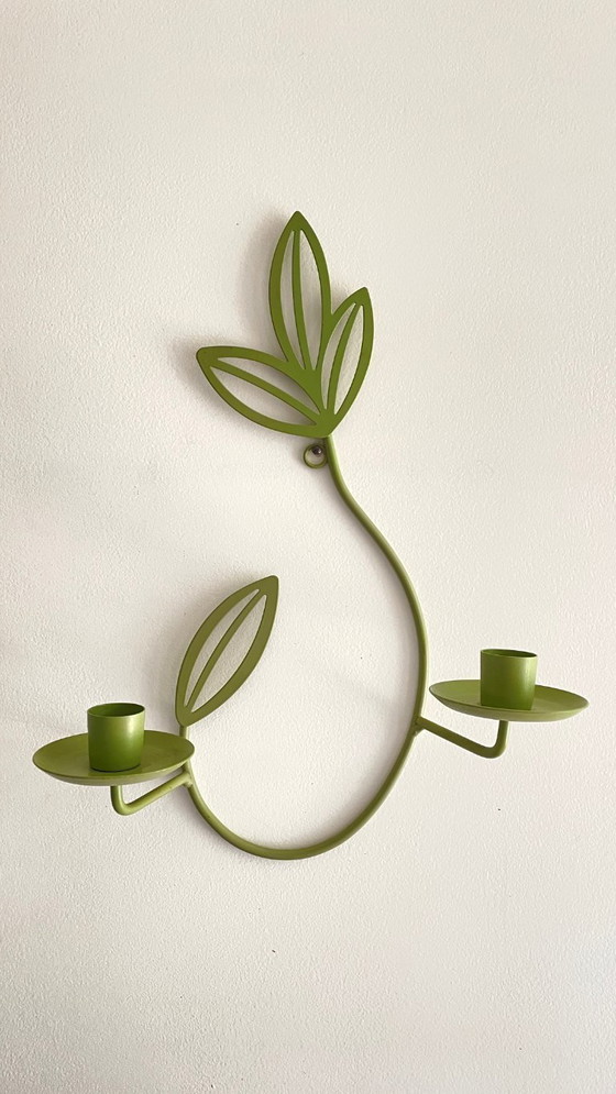 Image 1 of Portacandele da parete in metallo verde