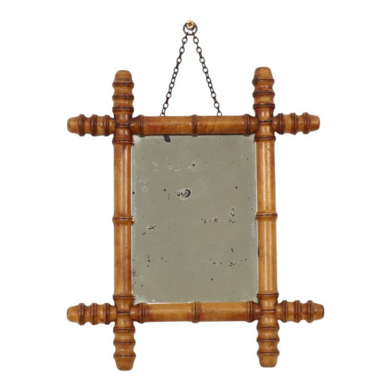 Antiker Holzspiegel Faux Bambus Chinoiserie 40x34cm – Glass, Wood (photo 11 of 14)