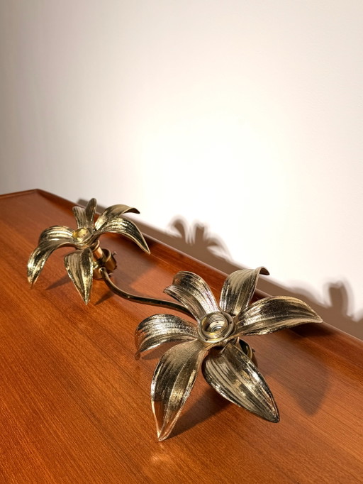 Lámpara de pared floral vintage en latón estilo Willy Daro – wandlampen (photo 2 of 4)