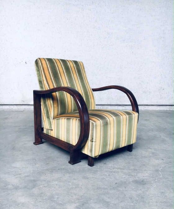 Image 1 of Art Deco Reclining Bentwood Armchair Lounge Chair Set 1930's