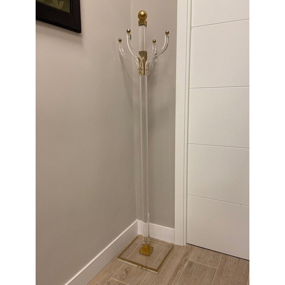 Image 1 of Vintage coat rack in methacrylate and gilded brass, 1970