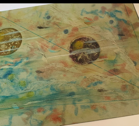 Abstract Painting - Cosmic - Unique Japanese-Inspired Lacquer Work, Signed « Mestre » 84 - 60x40 cm (photo 25 of 27)