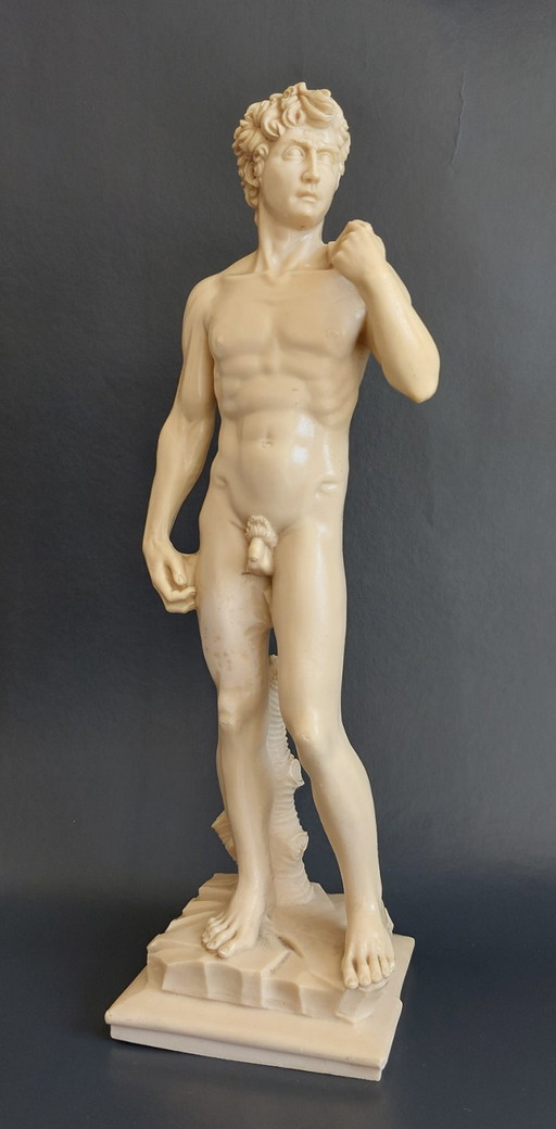Escultura decorativa inspirada en David (Miguel Ángel) – Estatua de resina (38 cm)
