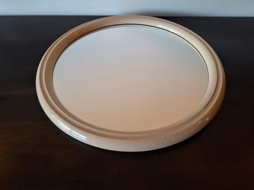 Vintage beige ronde Tijgerspiegel jaren 70