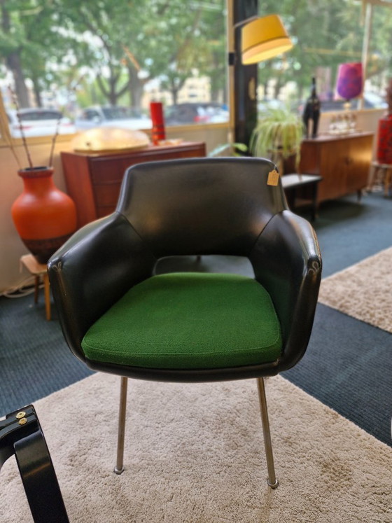 Vintage Airborne 'Deauville' Armchairs, Marc & Pierre Simon (1962), Airborne Deauville, Skai, Wool, Green (photo 3 of 7)